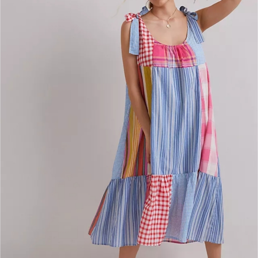 NEW Anthropologie Pilcro Plaid Patchwork Midi Dress Sz SP - Picture 15 of 15
